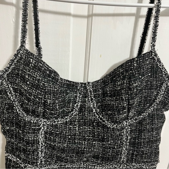 Altar’d State Tweed Bustier Corset Detail Mini Dress Black XL O1 - Picture 4 of 9